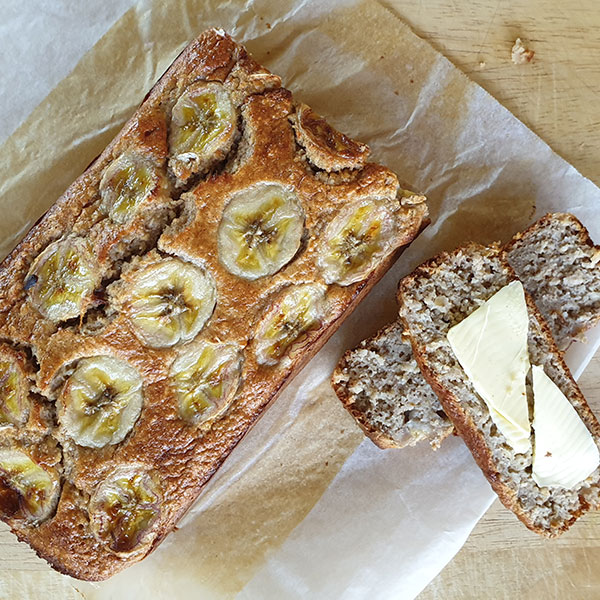 moist flourless banana bread